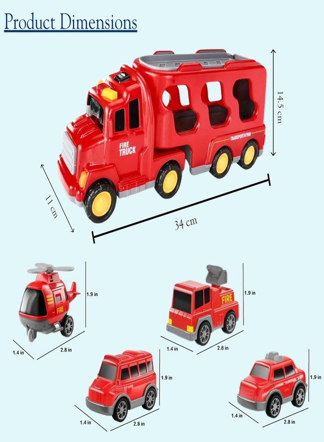 JBM ENTERPRISE 5-in-1 Vehicle Carrier with Mini Transport Trucks (Red) - Image 2